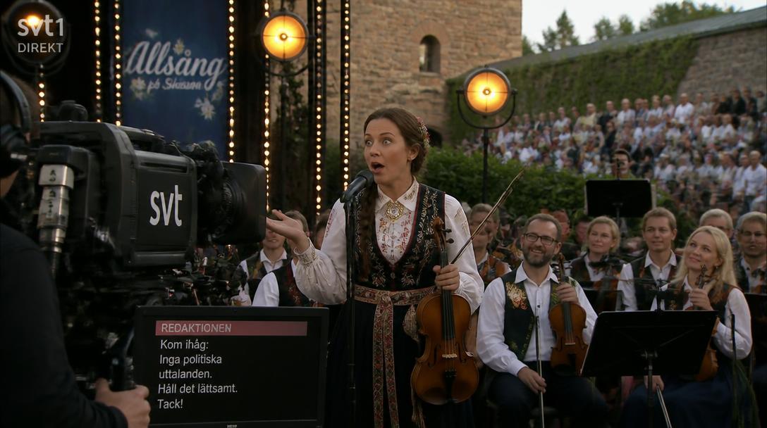 Stor ropade "free Palestine" på Allsång på Skansen, bryter mot SVT:s regler