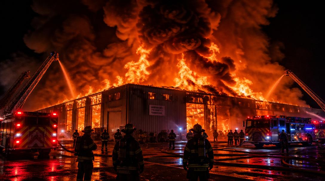 Storbrand i industrilokal i Älvsjö, södra Stockholm