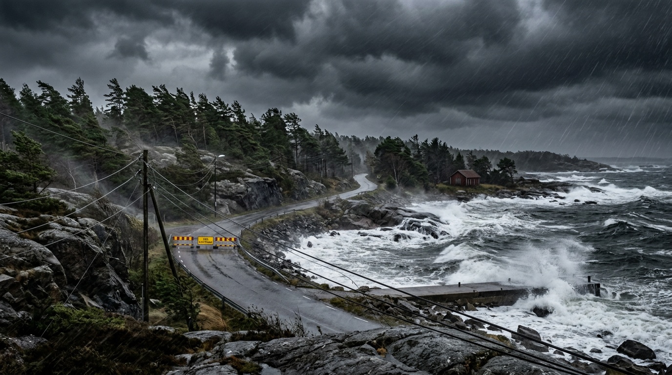 Stormen Dave drabbar större område än väntat, trafik ställs in