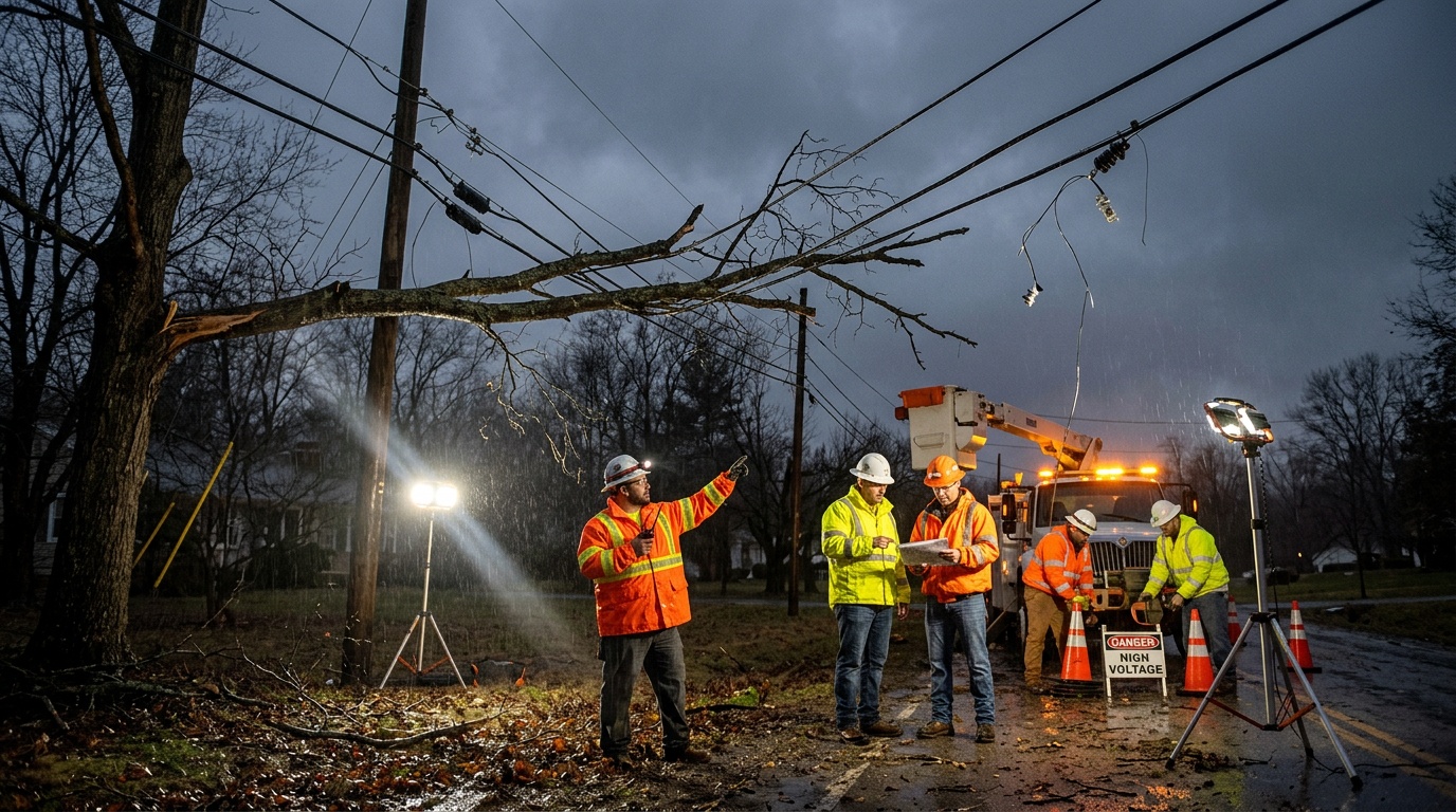 Stormen Dave lämnar 31 000 hushåll utan el – reparationer pausas under natten