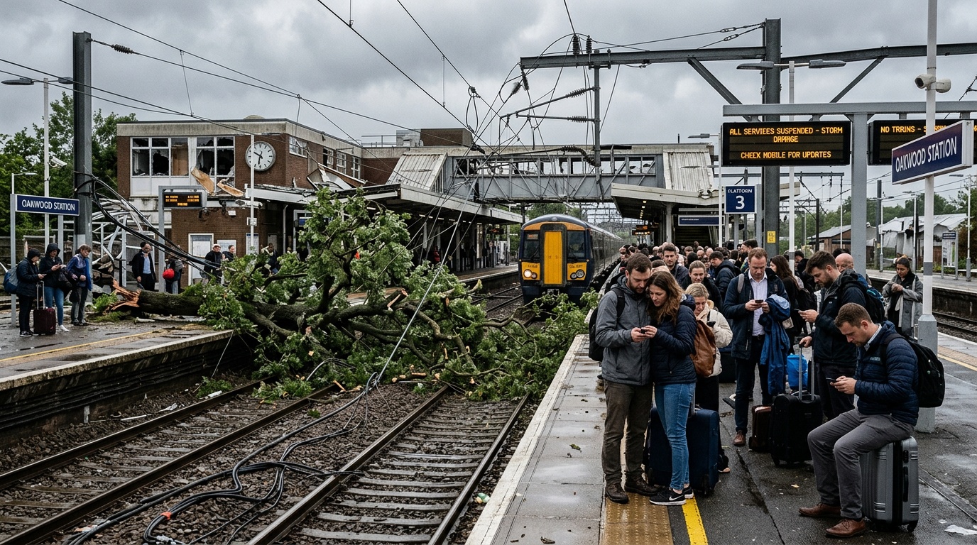 Stormen Dave orsakar tågkaos söder om Stockholm och på västra stambanan