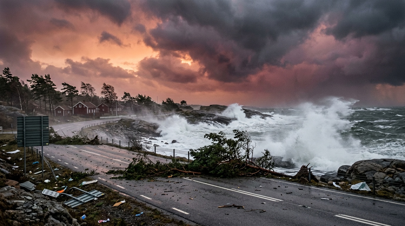 Stormen Dave slår till mot västkusten med orkanbyar och stängd Uddevallabro