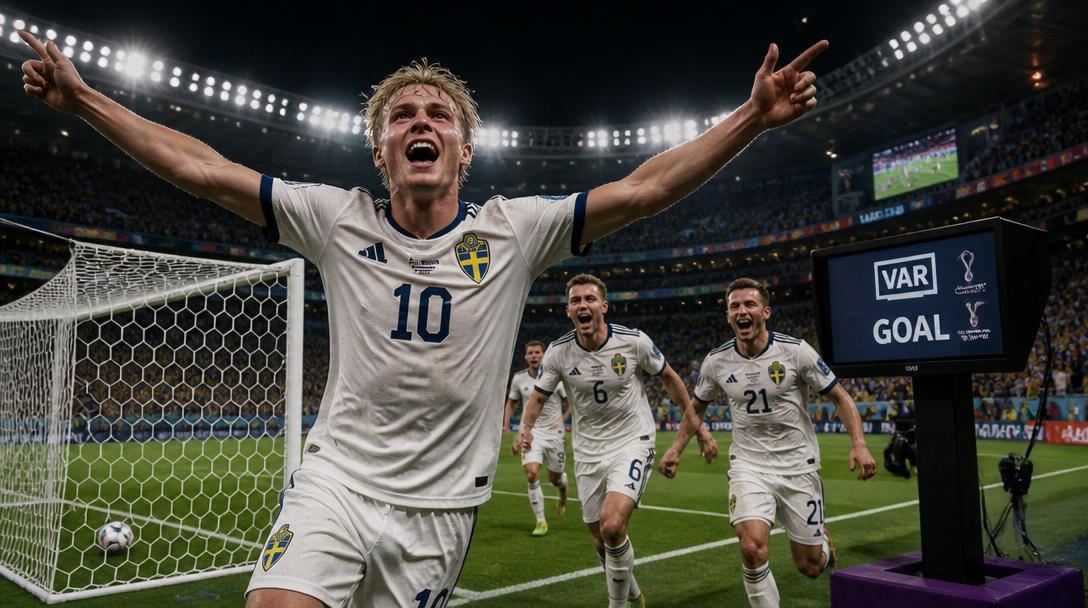 Svanberg satte 4–1 efter 17 sekunder som inhoppare, näst snabbast i VM-historien
