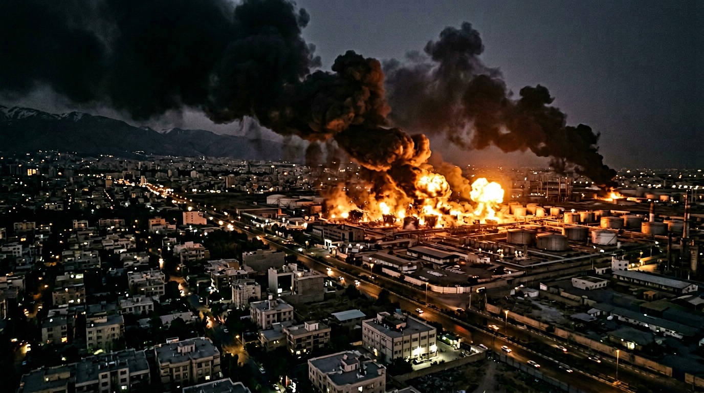 Svart rök täcker Teheran efter israeliska attacker mot oljedepåer
