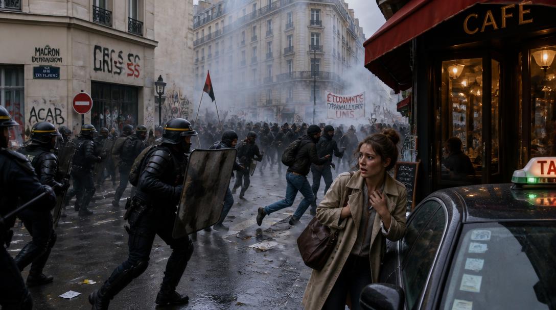 Svensk influerare fastnade i våldsamma protester i Paris: "Var så rädd"