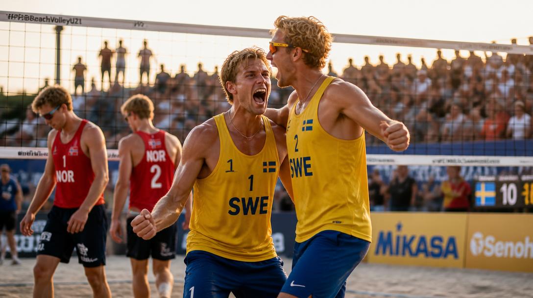 Svenska beachvolleybollspelarna tog EM-guld, 20 och 21 år gamla