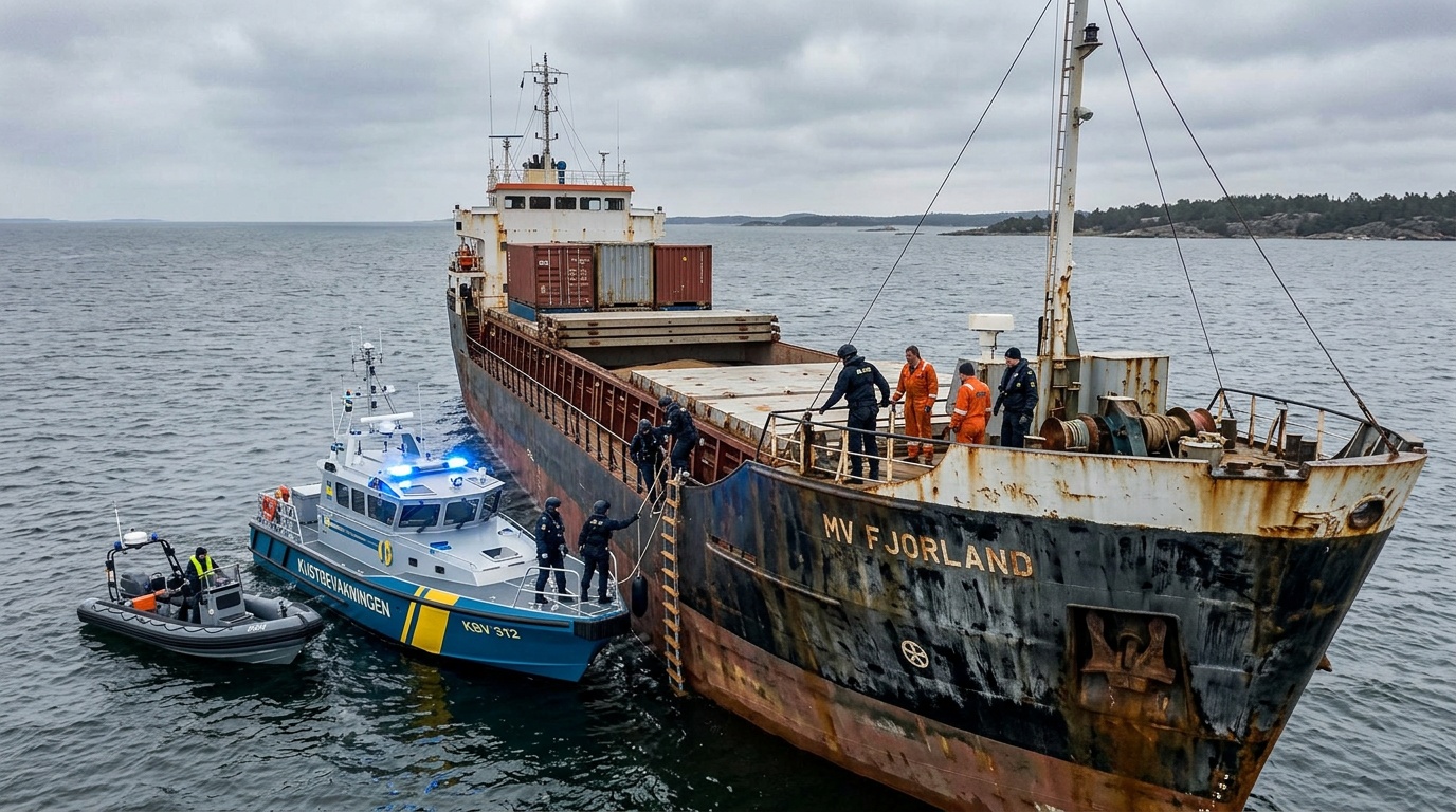 Svenska myndigheter bordade misstänkt ryskt skuggfartyg utanför Trelleborg