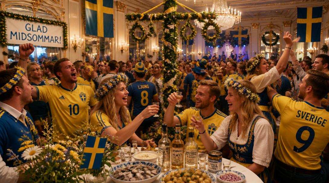 Svenska supportrar firade midsommar i Houston inför VM-mötet med Nederländerna