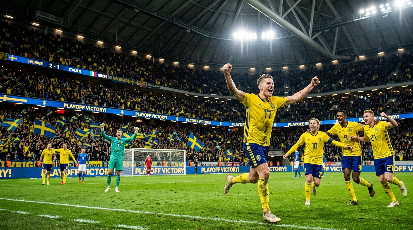 Sverige klart för VM efter dramatisk 3–2-seger mot Polen
