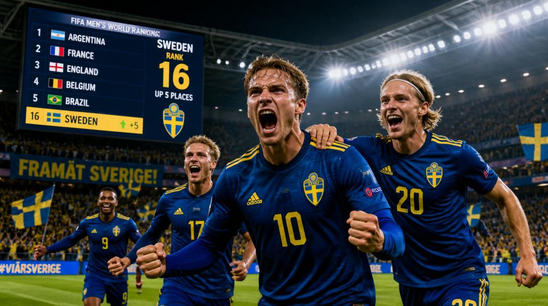 Sverige klättrar tre platser på Fifa-rankingen efter Nations League-succé