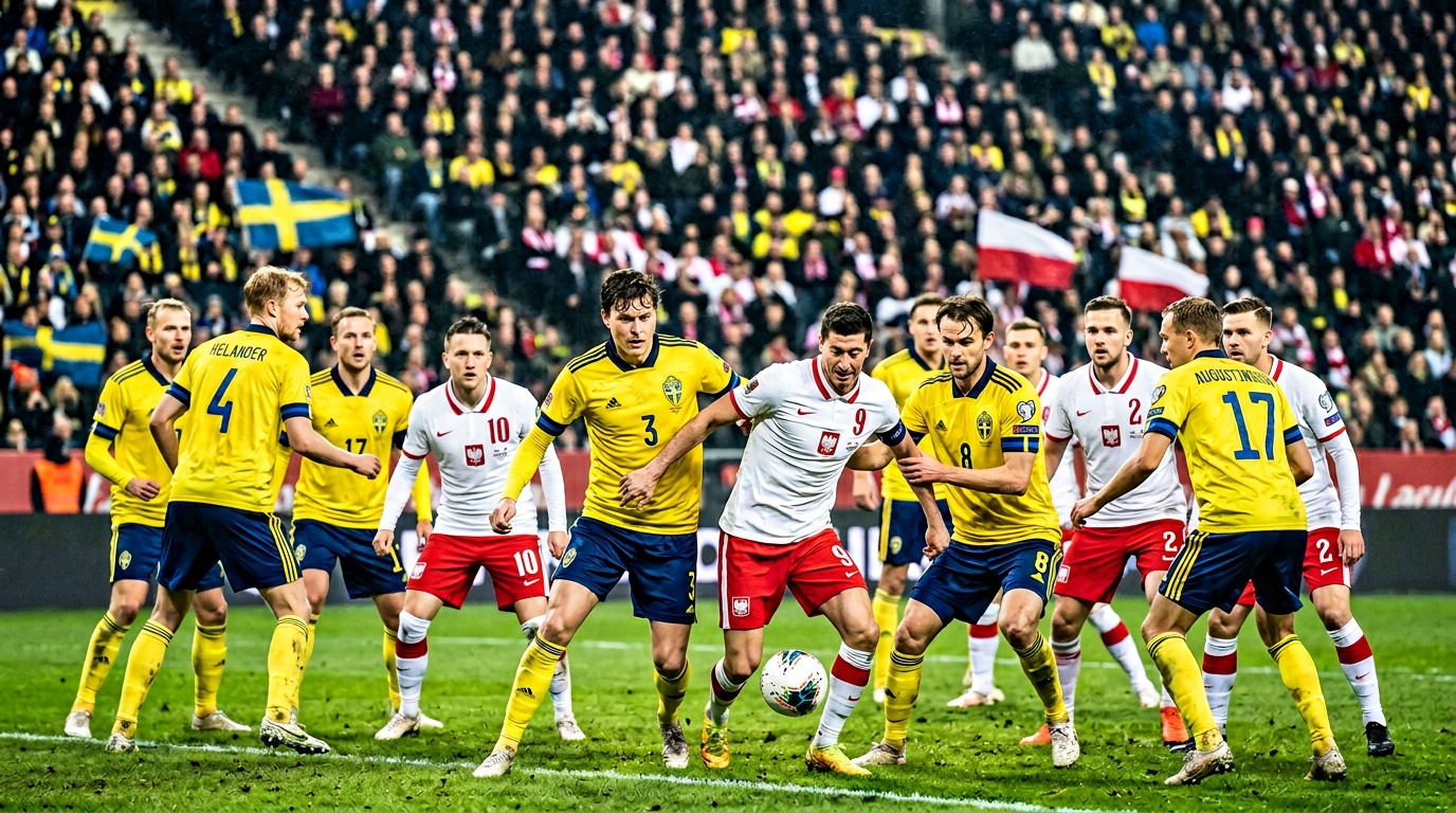 Sverige möter Polen i ödesmatch om VM-plats – 0–0 i halvtid