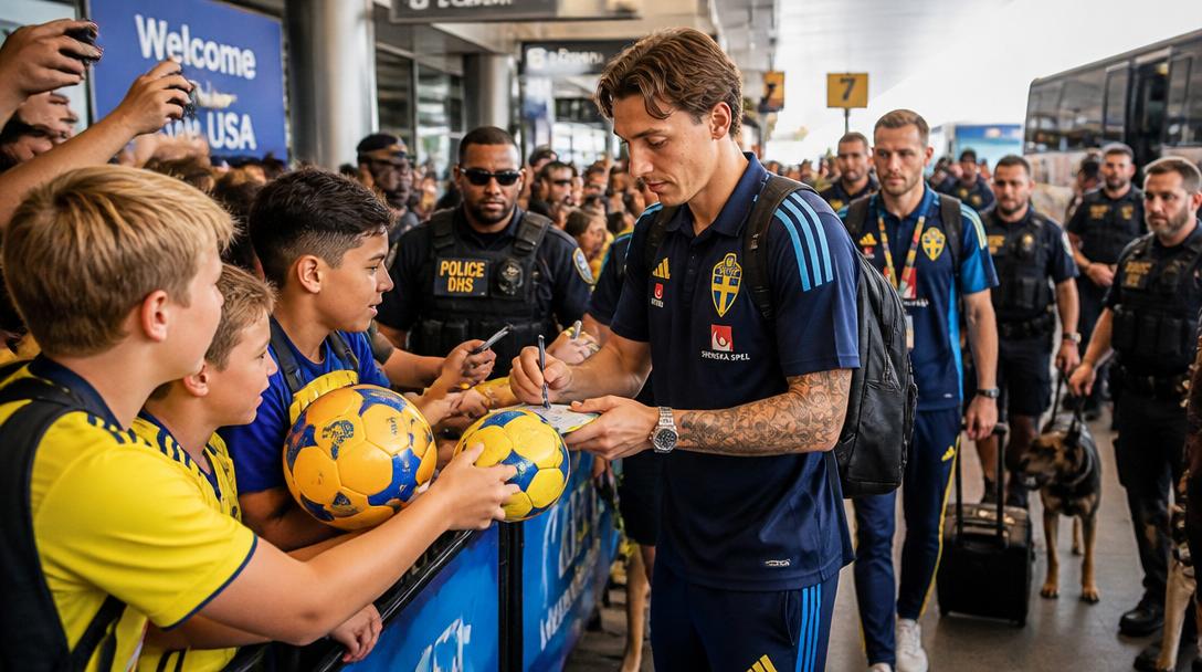 Sveriges herrlandslag har landat i Dallas, VM-resan är officiellt igång