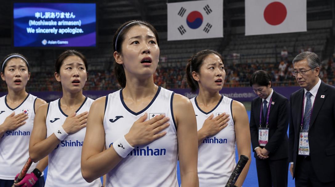 Sydkorea fick höra Nordkoreas nationalsång inför landhockeymatch vid Asiatiska spelen
