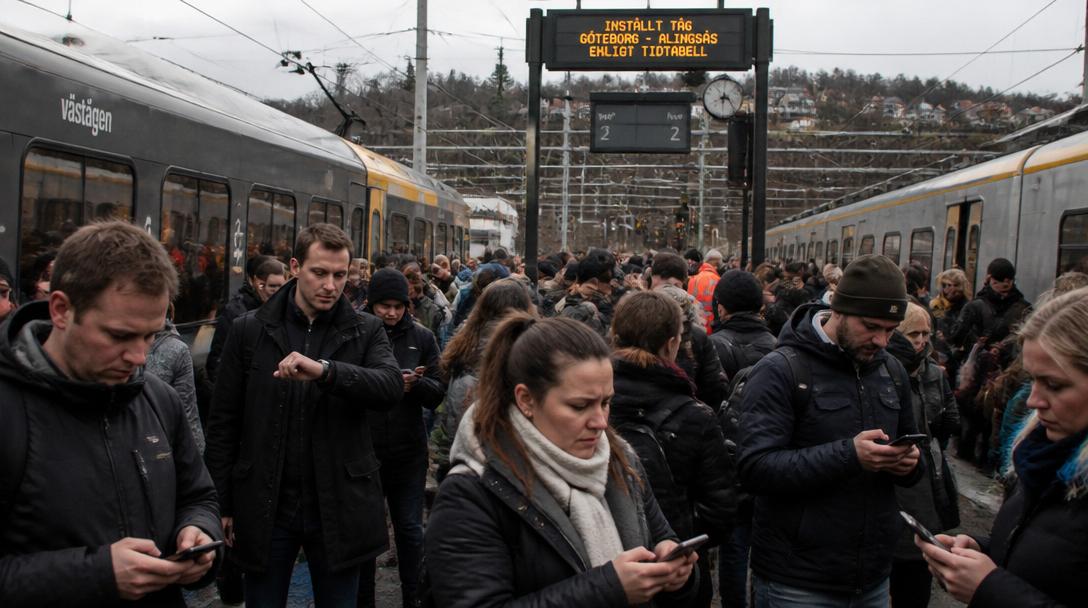Tågstopp i Herrljunga orsakade förseningar på sträckan Göteborg–Stockholm