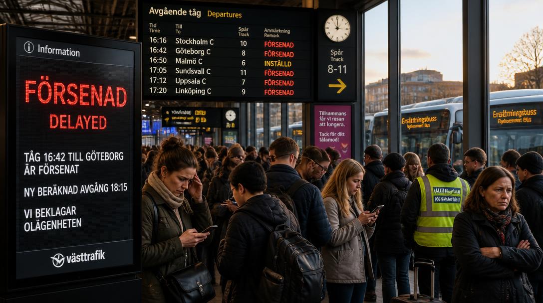 Tågstopp mellan Göteborg och Stockholm efter spricka i räls