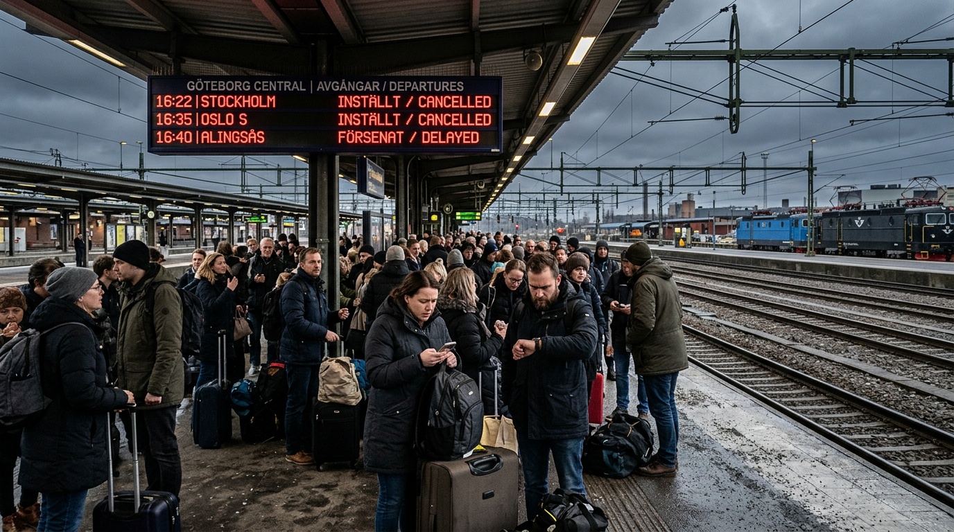 Tågstopp mellan Göteborg och Stockholm, ingen prognos för återstart