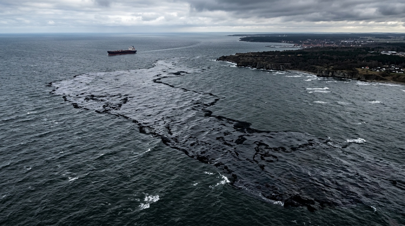 Tankfartyg från ryska skuggflottan läckte 2 000 liter olja i Östersjön