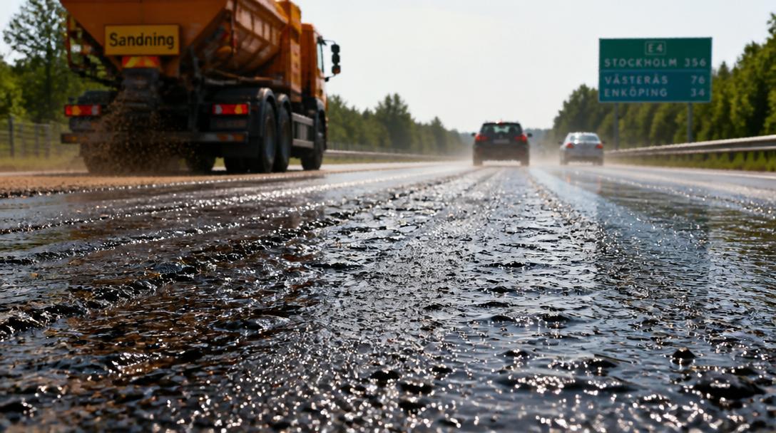 Trafikverket varnar för hal asfalt i hettan, går upp i stabsläge