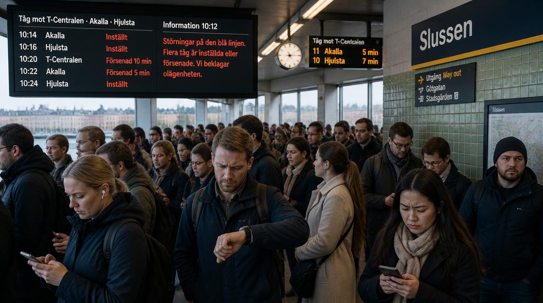 Trasigt tåg stoppade tunnelbanan vid Slussen under morgonrusningen