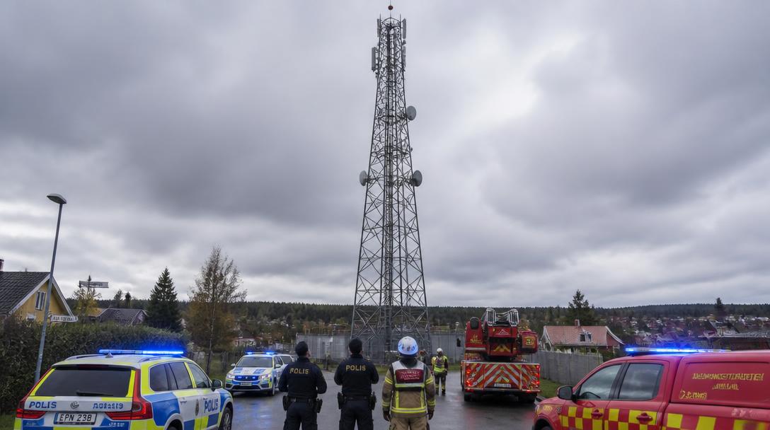 Tre barn klättrade 40 meter upp i mast i Enköping, sedan försvann de