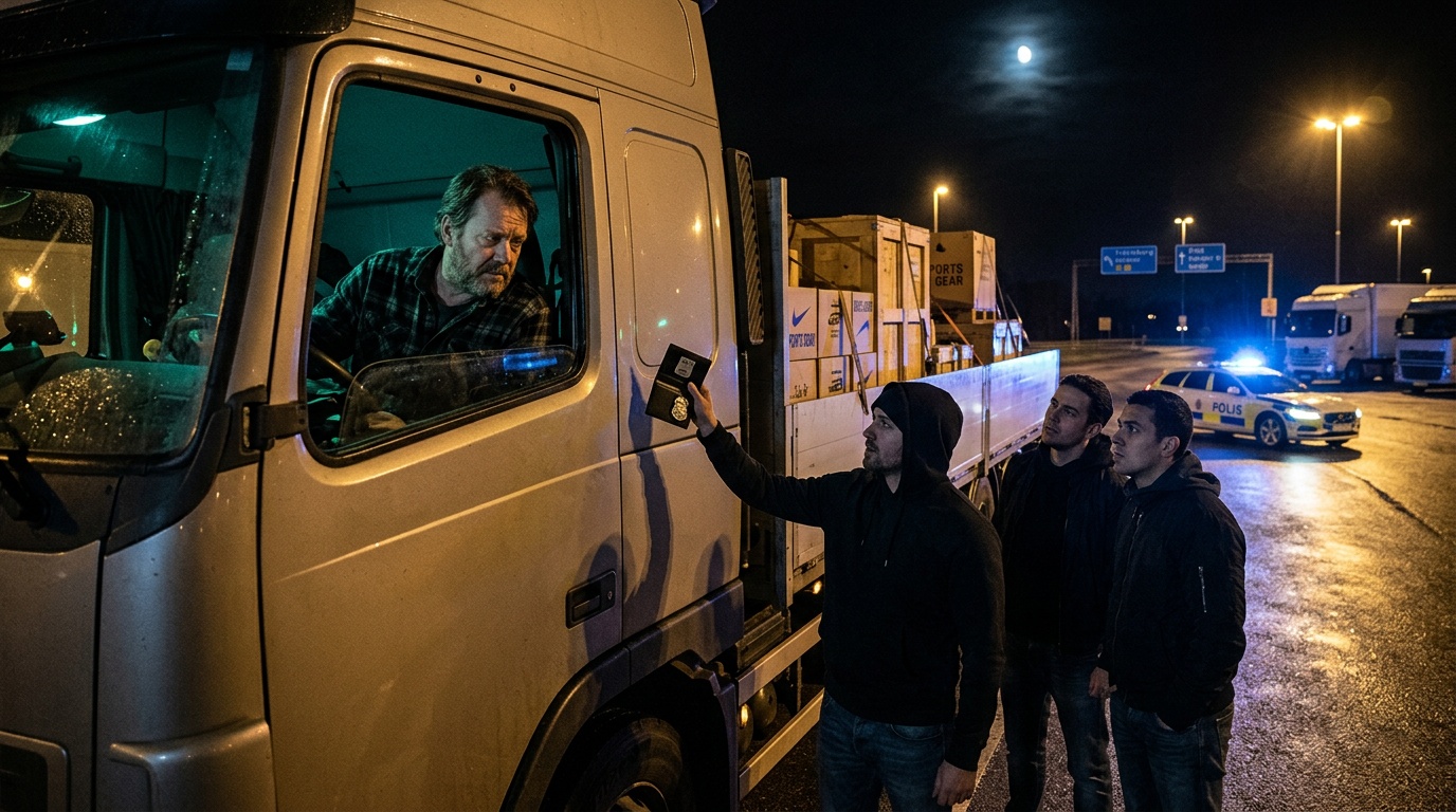 Tre falska poliser greps efter att ha stulit lastbil och fört bort chaufför i Trelleborg