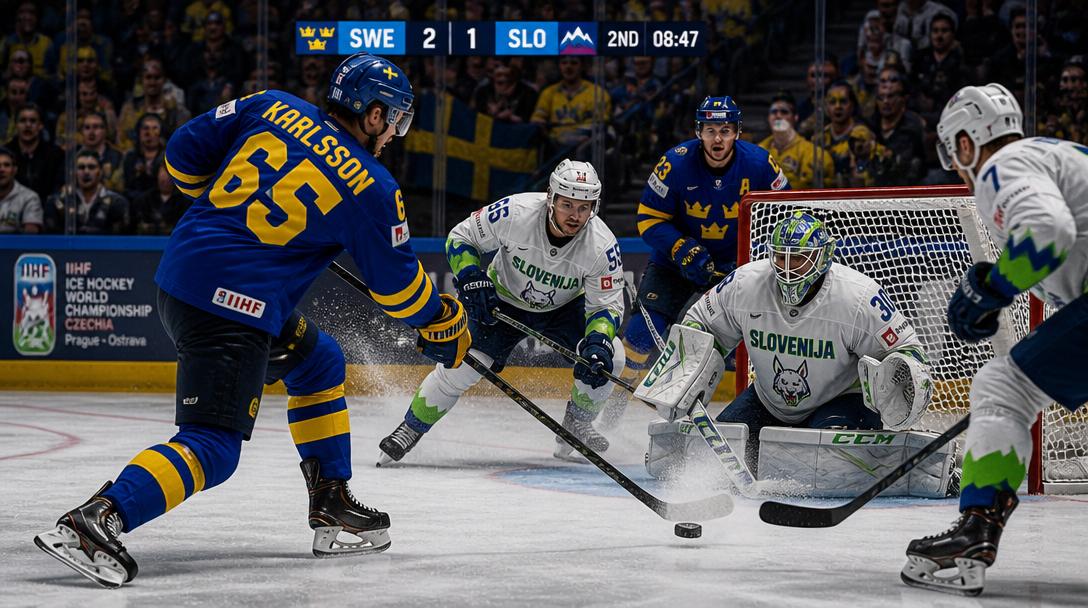 Tre Kronor leder med 2–0 mot Slovenien i VM-gruppspelet