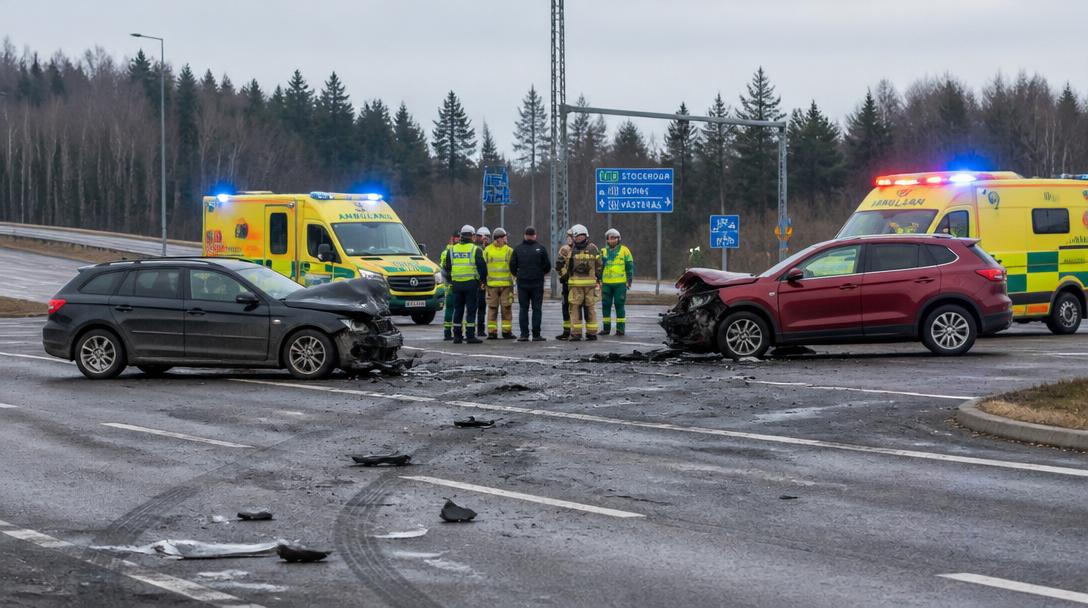 Tre till sjukhus efter krock på riksväg 47 utanför Vara