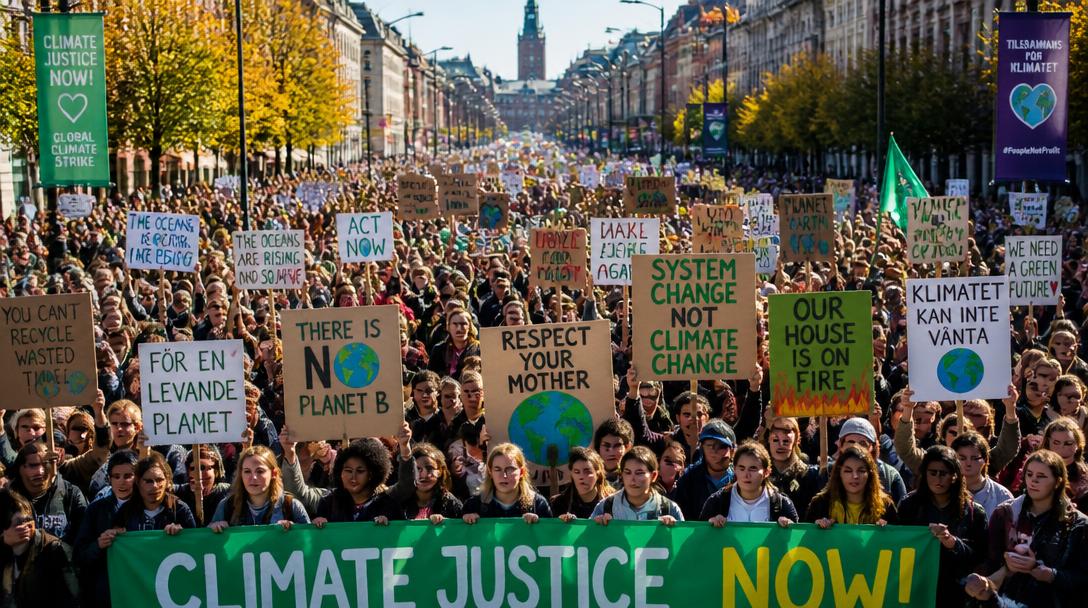 Tusentals marscherade för klimatet i Göteborg – Greta Thunberg talade