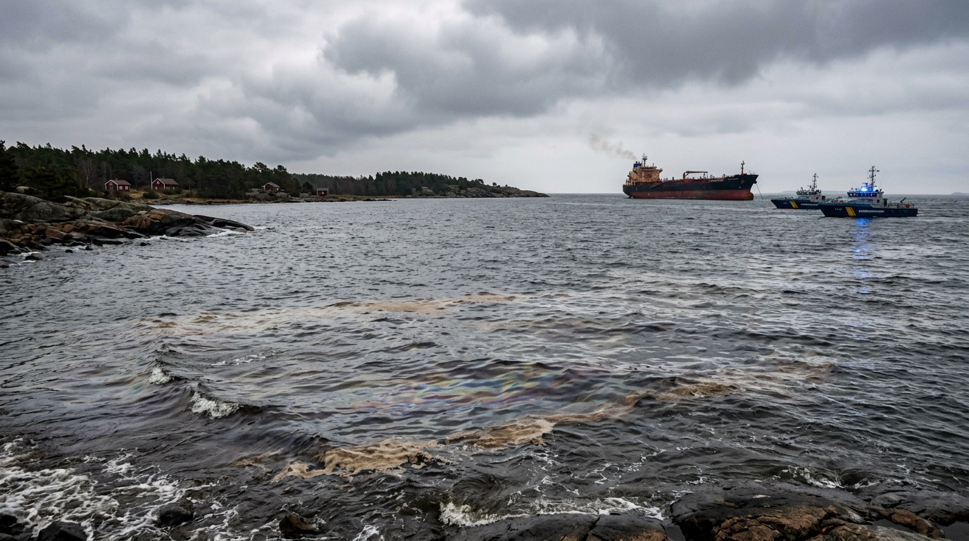 Två besättningsmedlemmar misstänks för brott efter oljeutsläpp utanför Ystad