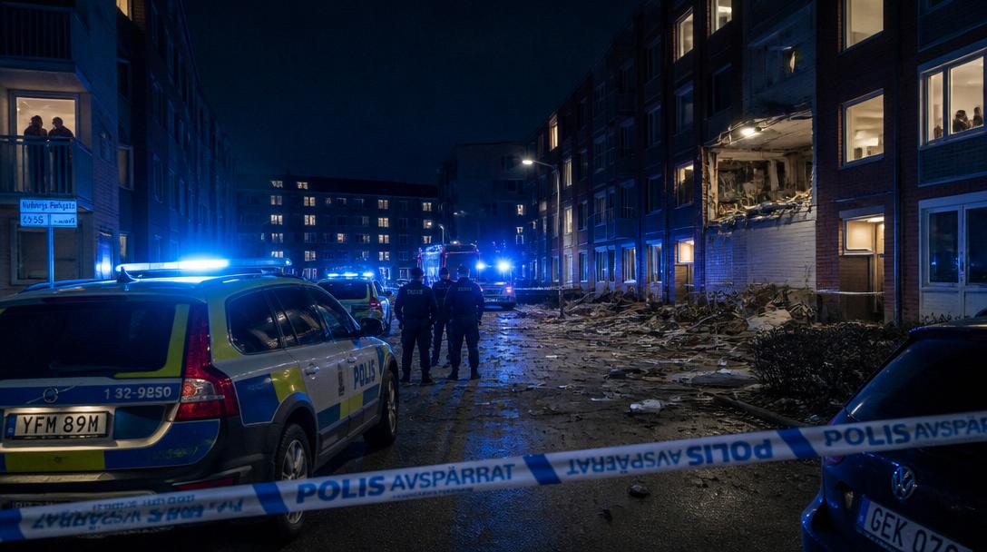 Två män i 50-årsåldern gripna efter explosion i Kortedala