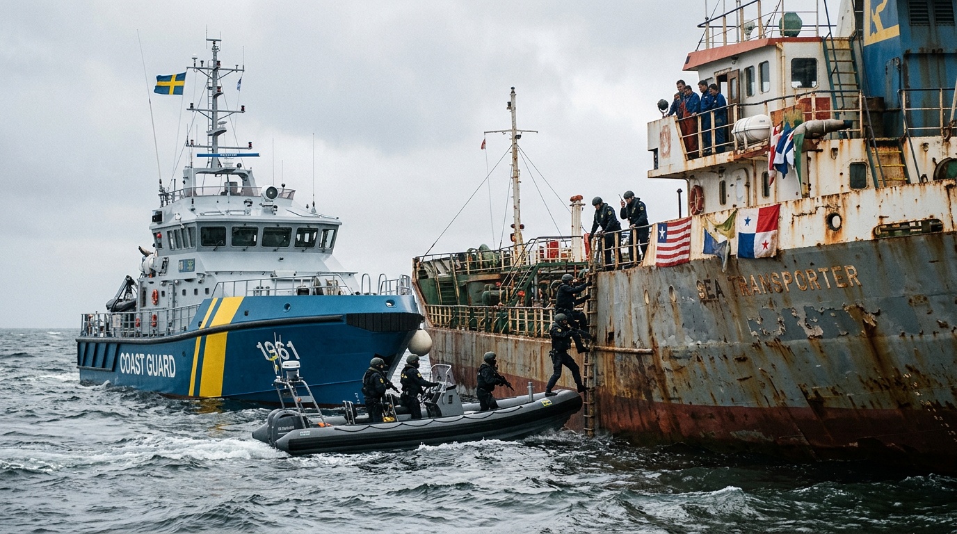 Två ryska skuggfartyg bordade på sju dagar utanför Trelleborg