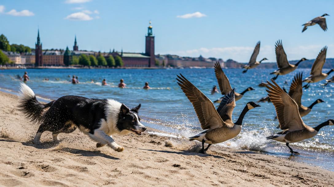 Vallhundar håller Stockholms badplatser fria från gäss