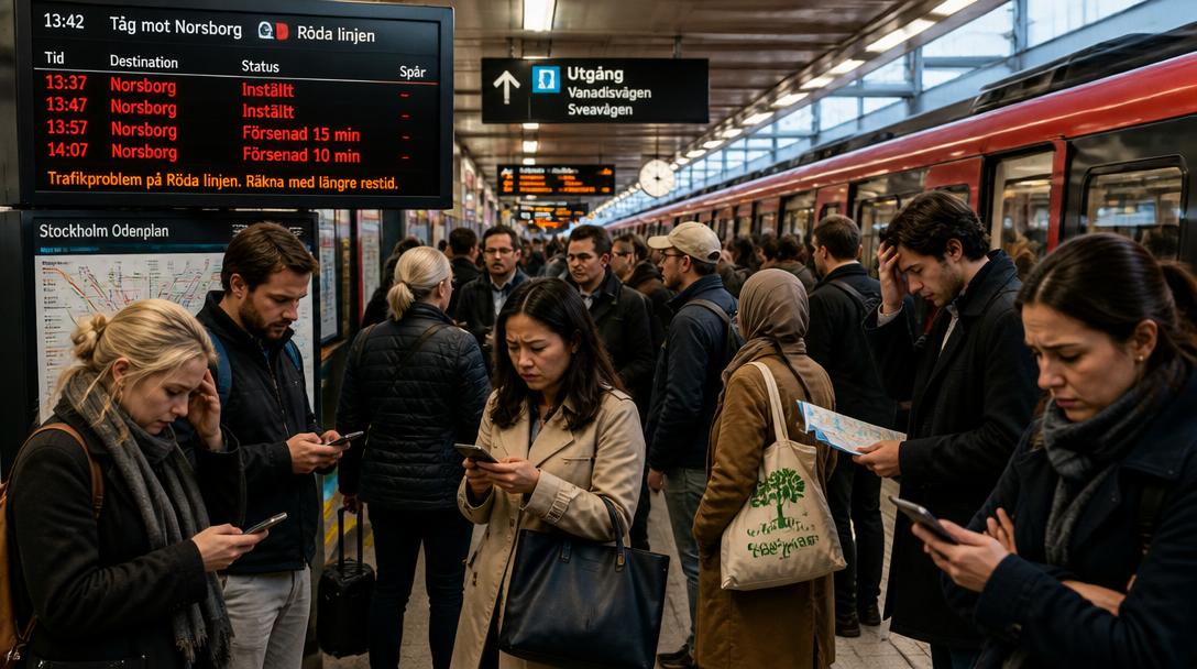 Växelfel stoppar röda linjen i Stockholm hela helgen
