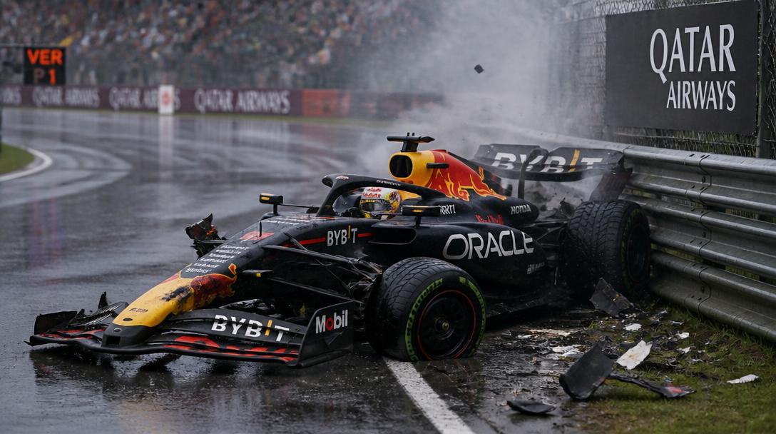 Verstappen kraschade ut ur hemma-GP redan i första varvet