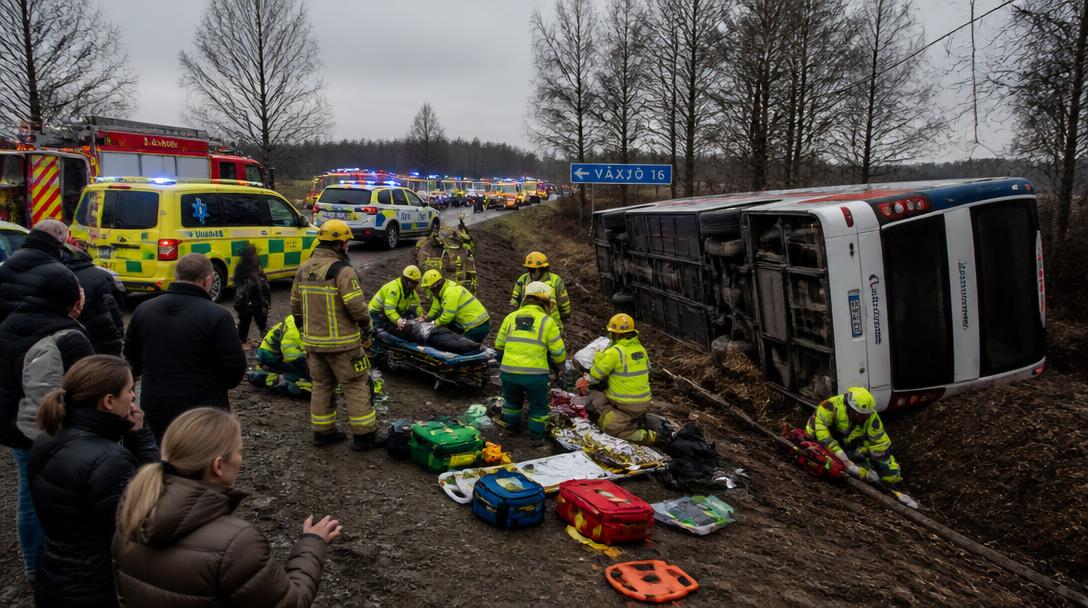 Vittne till bussolyckan utanför Växjö: "Jag är ganska skärrad"