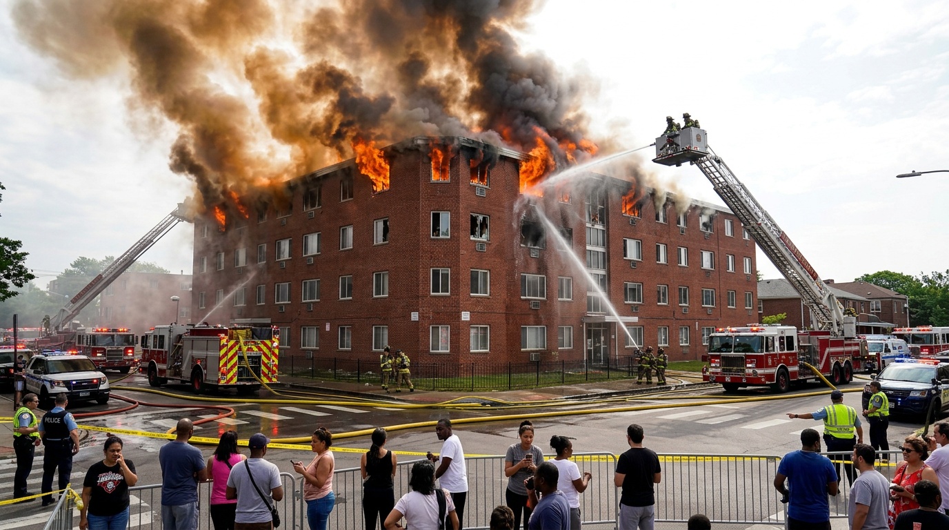 VMA utfärdat i Sundsvall efter kraftig brand i flerfamiljshus