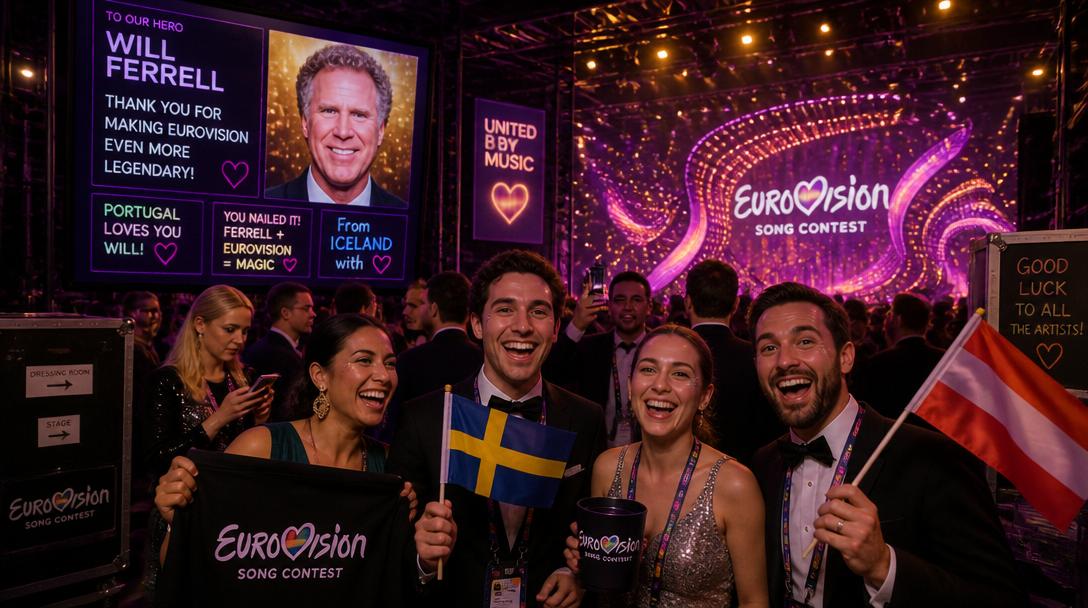 Will Ferrell dök upp som överraskning i Eurovisions delfinal